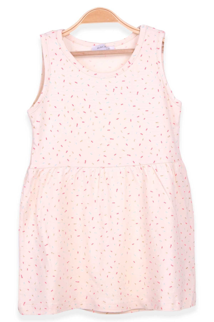 BRE Macaw Girl's Dress with Colorful Pattern, 3-7 Years, Cream - Tomar