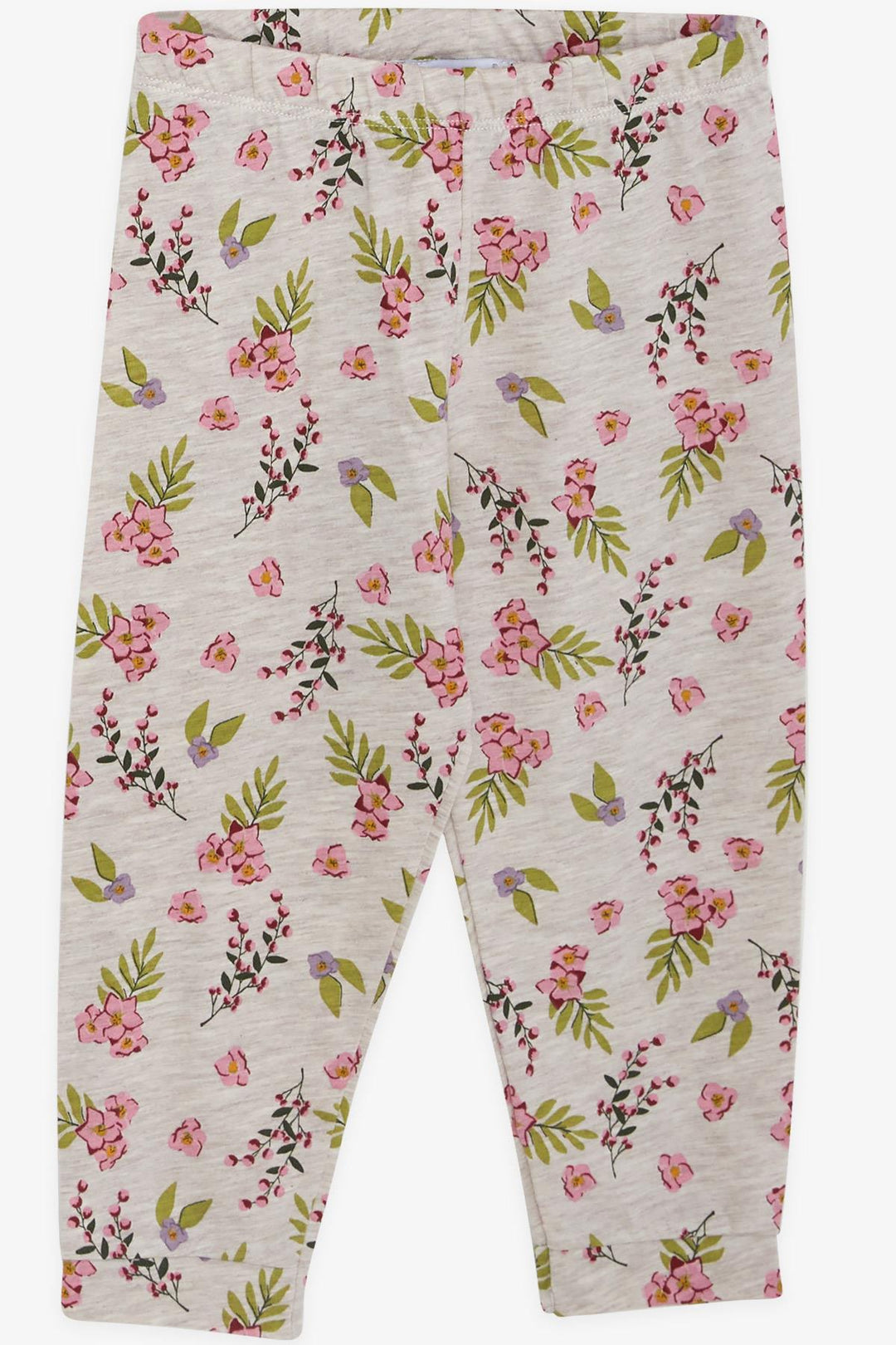 BRE Macaw Girl's Pajama Set Flower Patterned 3-7 Years, Beige Melange - Moncalieri