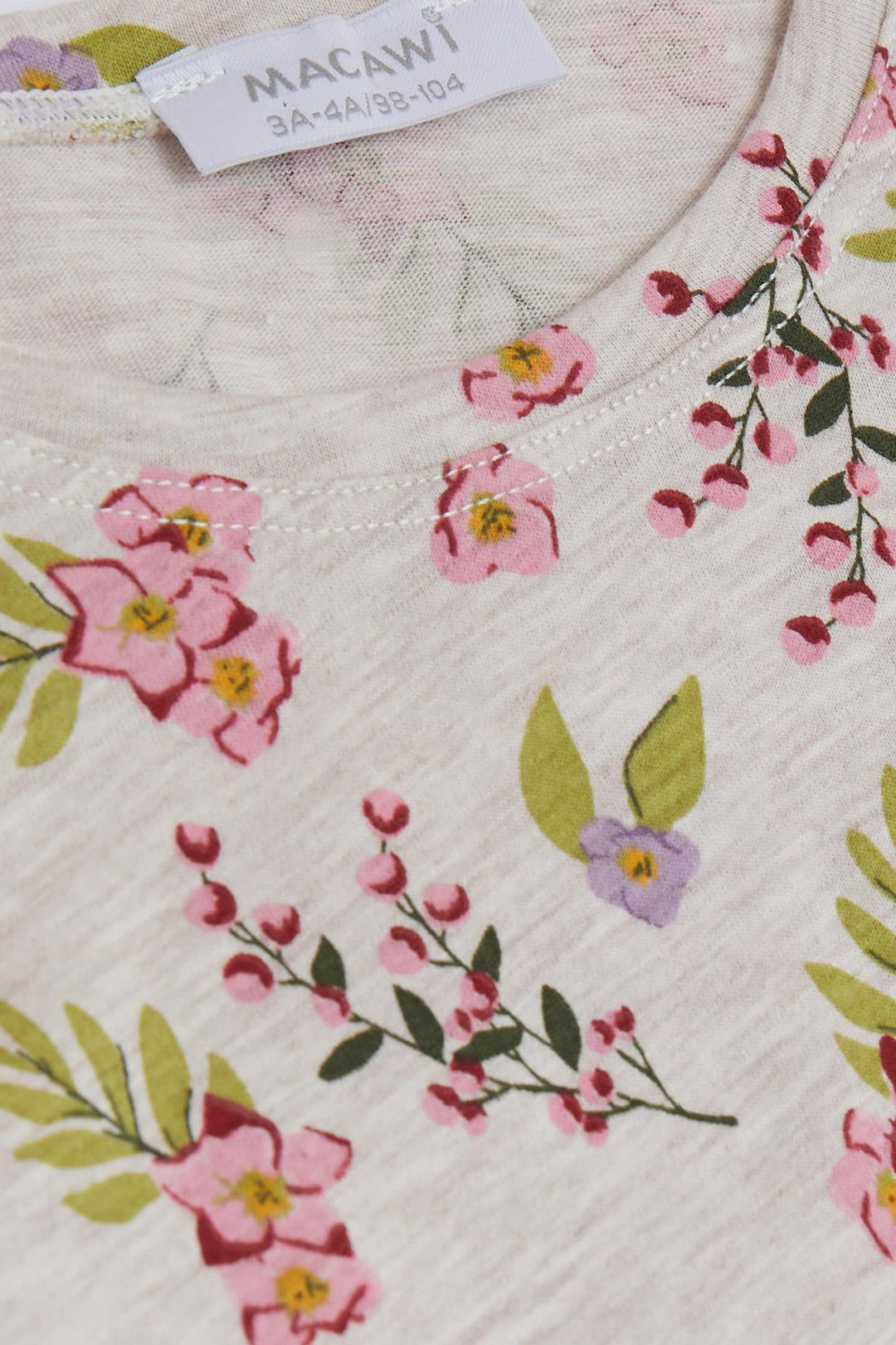 BRE Macaw Girl's Pajama Set Flower Patterned 3-7 Years, Beige Melange - Moncalieri