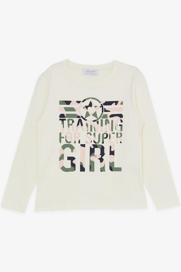 BRE Macaw Girl's Pajama Set Camouflage Patterned 3-8 Years, Cream - Santiago Tianguistenco