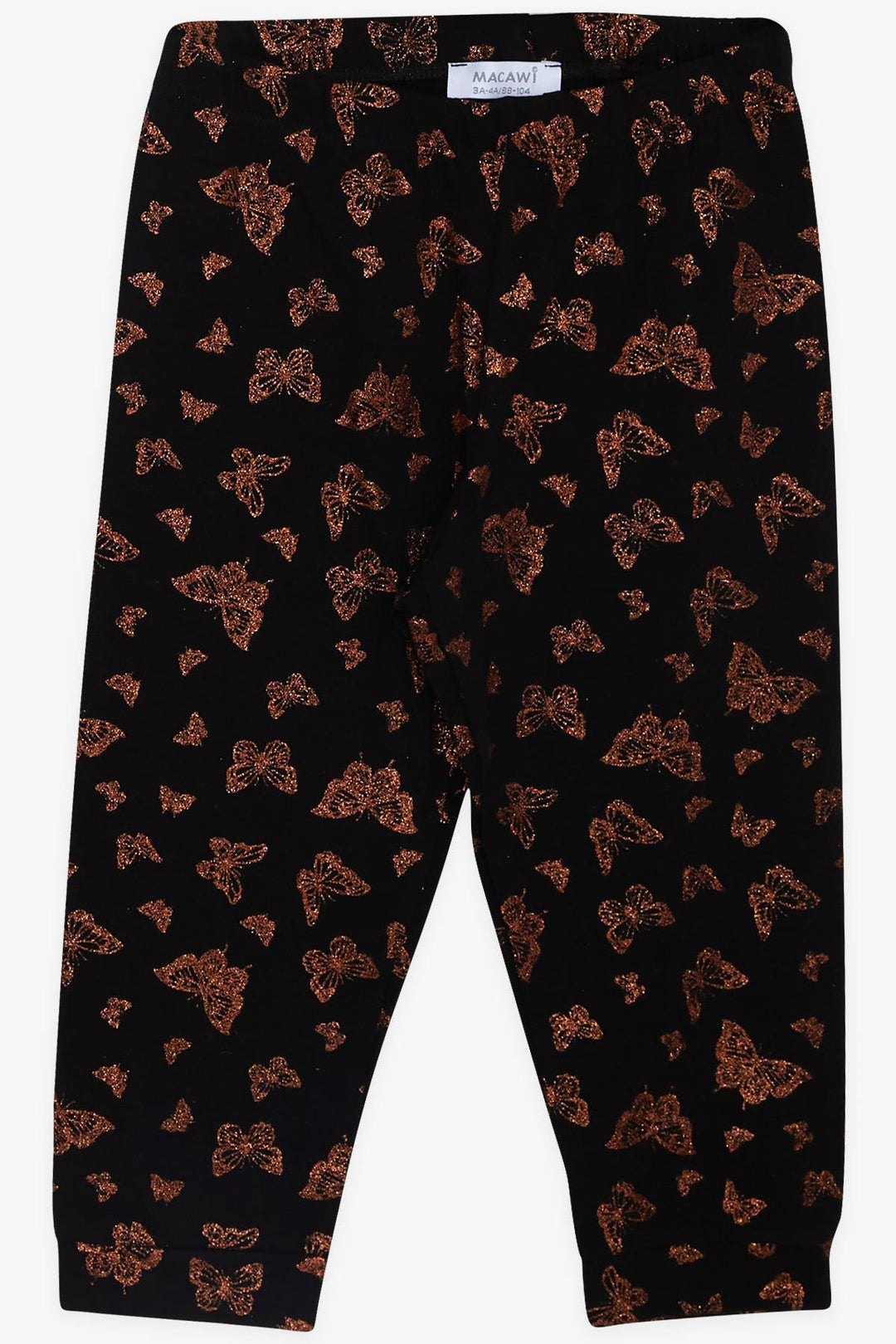 BRE Macaw Girl's Pajama Set with Glittery Butterfly Pattern, 3-7 Years, Black - Gjilan