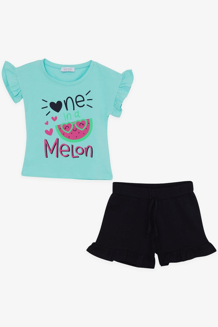 BRE Macaw Girl's Shorts Set with Cute Glasses Watermelon Printed 3-7 Years, Aqua Green - Hilversum