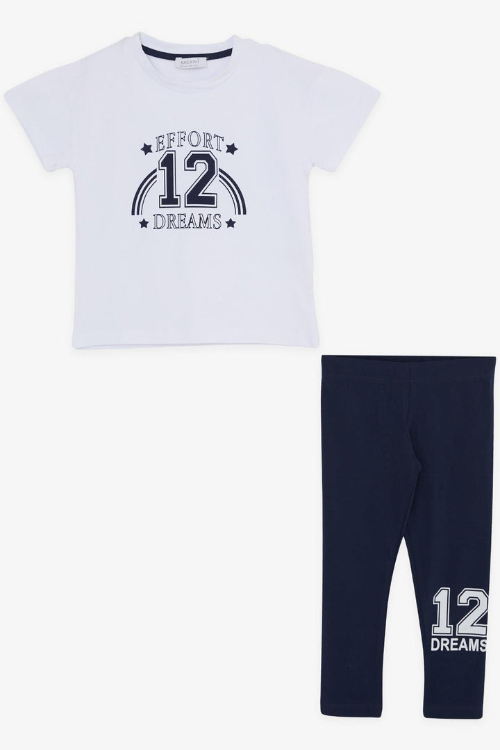 BRE Macaw Girl Child Leggings Set with Number Print, 3-7 Years, White - Harrisonburg