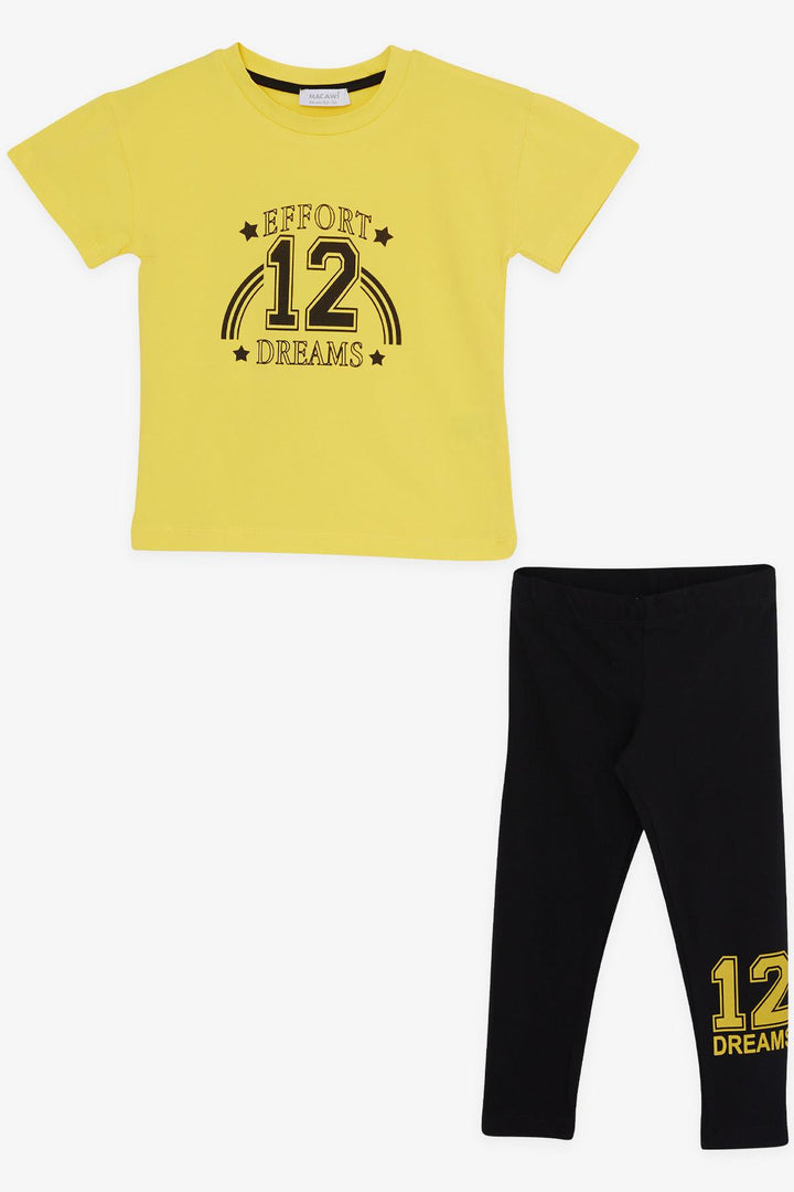 BRE Macaw Girl Child Leggings Set with Number Print, 3-7 Years, Yellow - Noisy-le-Grand