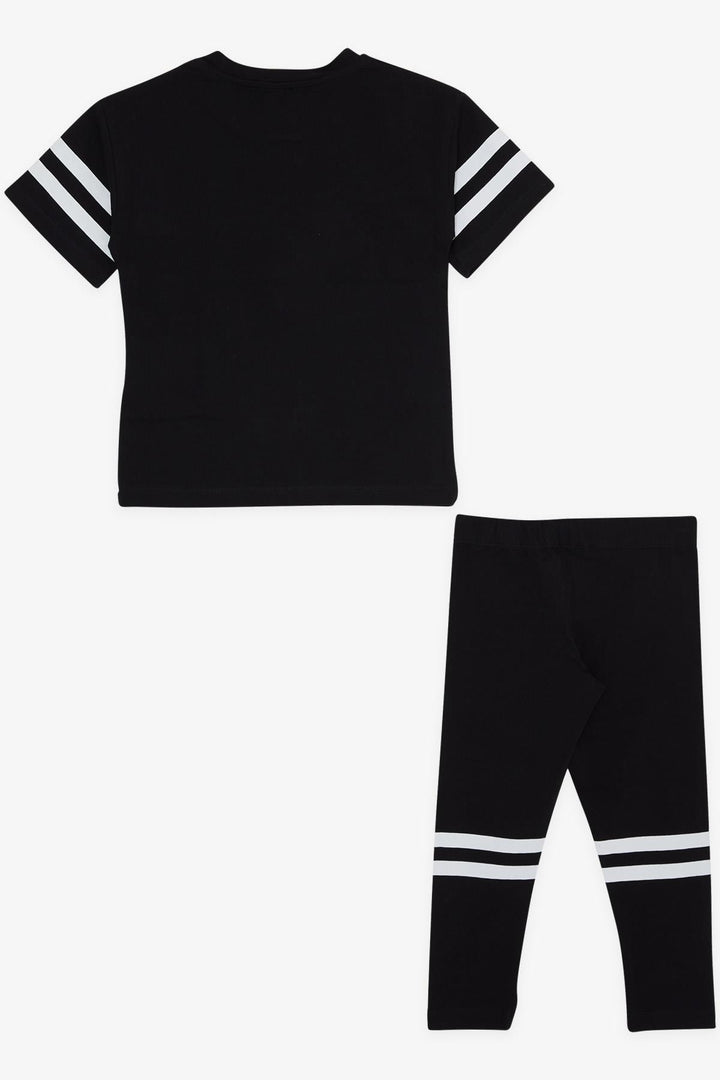 BRE Macaw Girl Child Leggings Set with Summer Print, 3-7 Years, Black - Chur