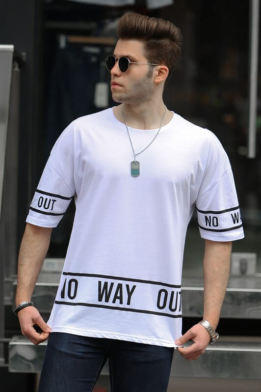 MDX Madmext Printed White Men's T-shirt 4483 - Brussels