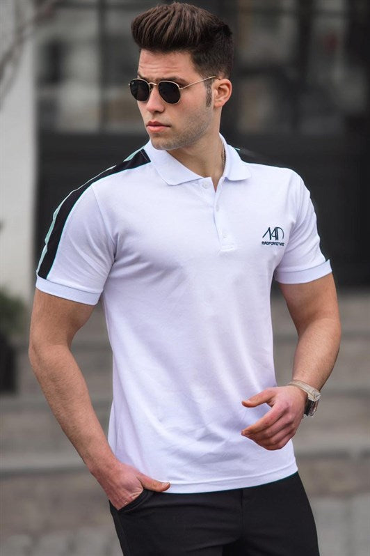 تي شيرت MDX Madmext أبيض برقبة بولو للرجال 5215 - Shoreline