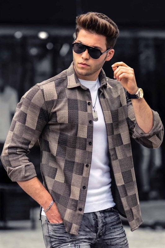 MDX Madmext Camel Plaid Lumberjack Men's Shirt 4667 - Watsonville