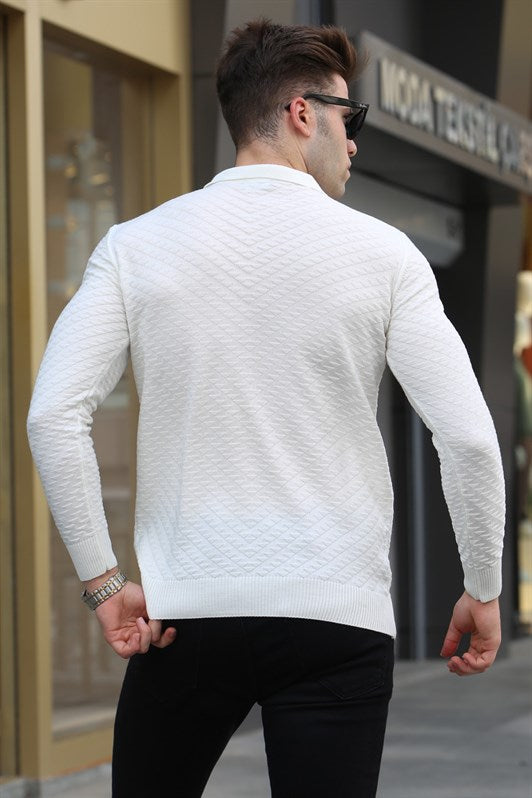 MDX Madmext Ecru Zippered Knit Men's Sweater 5605 - Ciampino