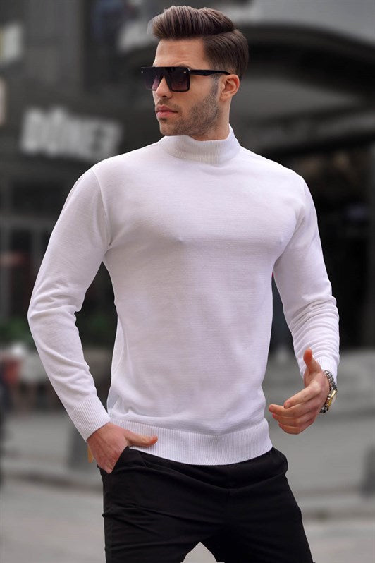 MDX Madmext Ecru Slim Fit Half Fisherman Neck Men's Sweater 6343 - Preston
