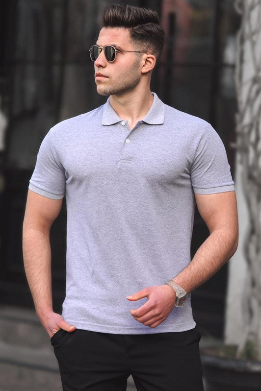MDX Madmext Gray Basic Polo Neck Men's T-Shirt 5101 - Aguascalientes