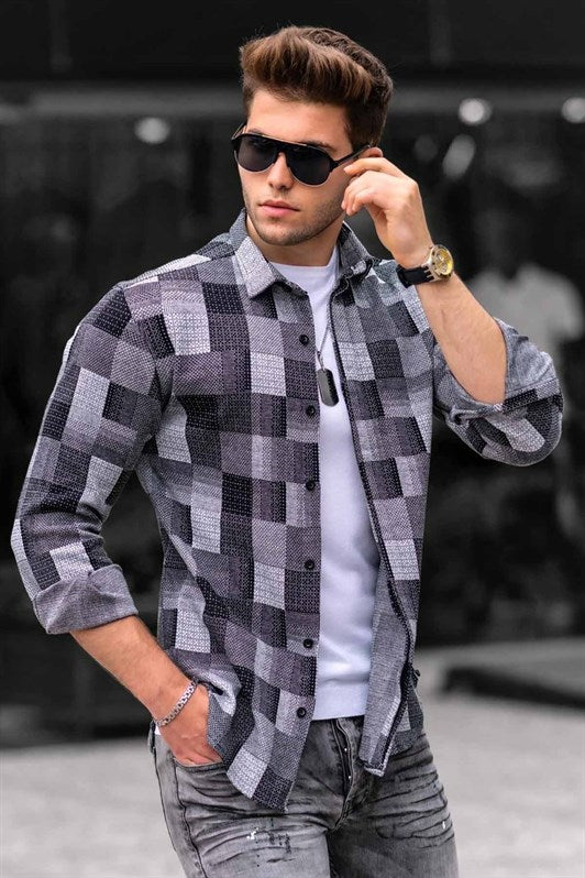 MDX Madmext Gray Plaid Lumberjack Men's Shirt 4667 - San Juan