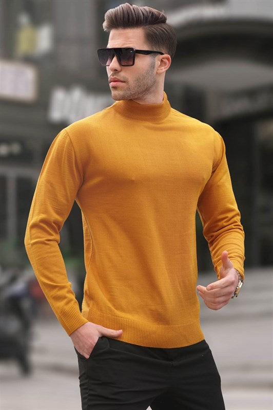 MDX Madmext Mustard Slim Fit Half Fisherman Neck Men's Sweater 6343 - Rincón de Romos
