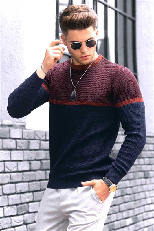 MDX Madmext Navy Color Block Men's Sweater 4734 - Overland Park