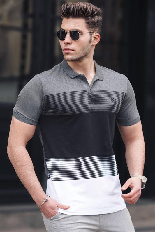 MDX Madmext Color Block Anthracite Polo Neck Men's T-Shirt 9280 - Kramatorsk