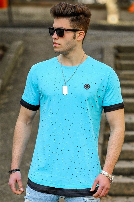 MDX Madmext Turquoise Distressed Detail Men's T-shirt 4489 - Essex