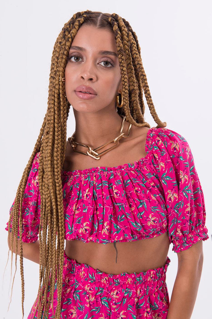 BSL Women Off The Shoulder Shirring Crop Blouse - Hamburg