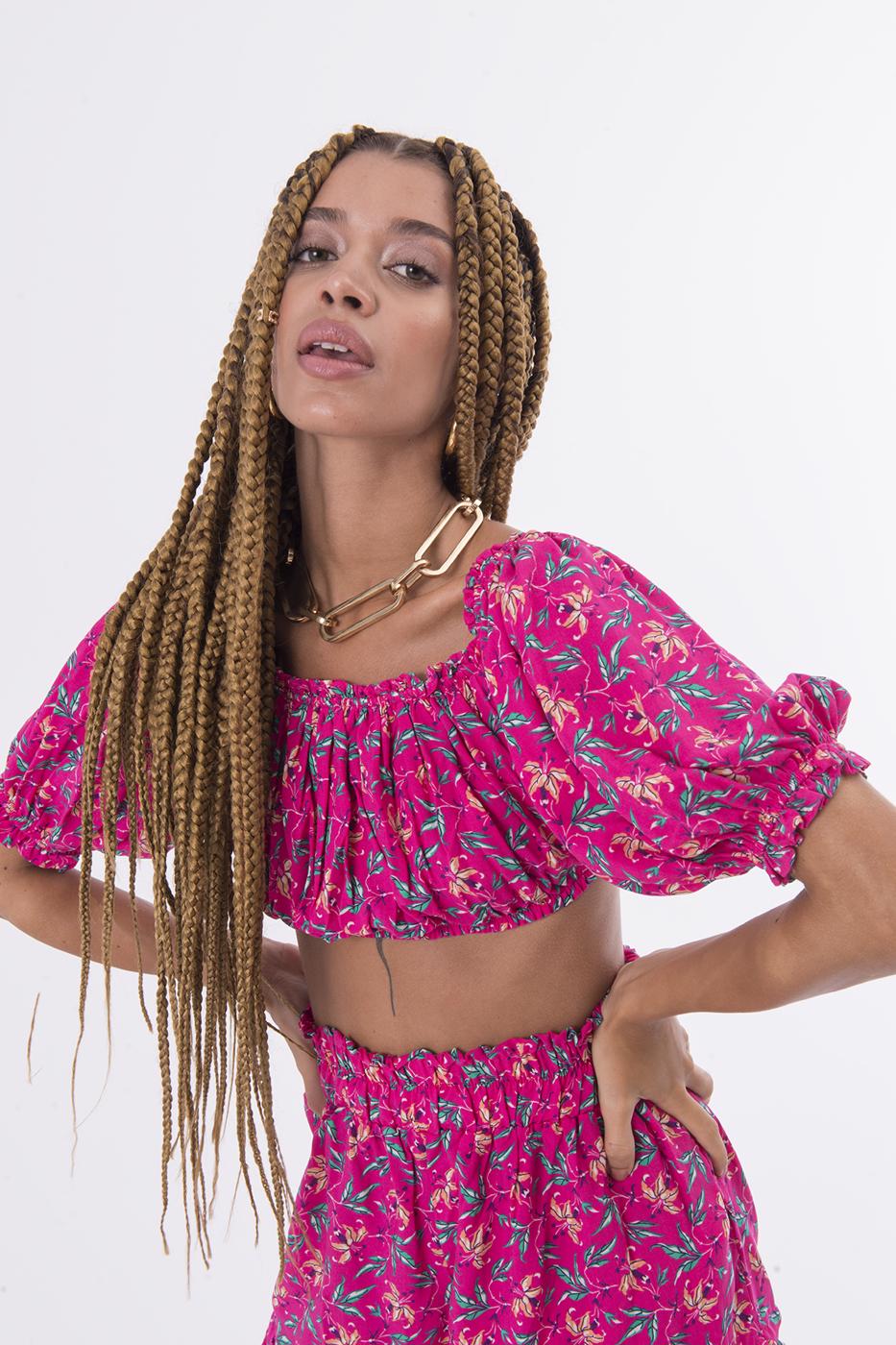 BSL Women Off The Shoulder Shirring Crop Blouse - Hamburg