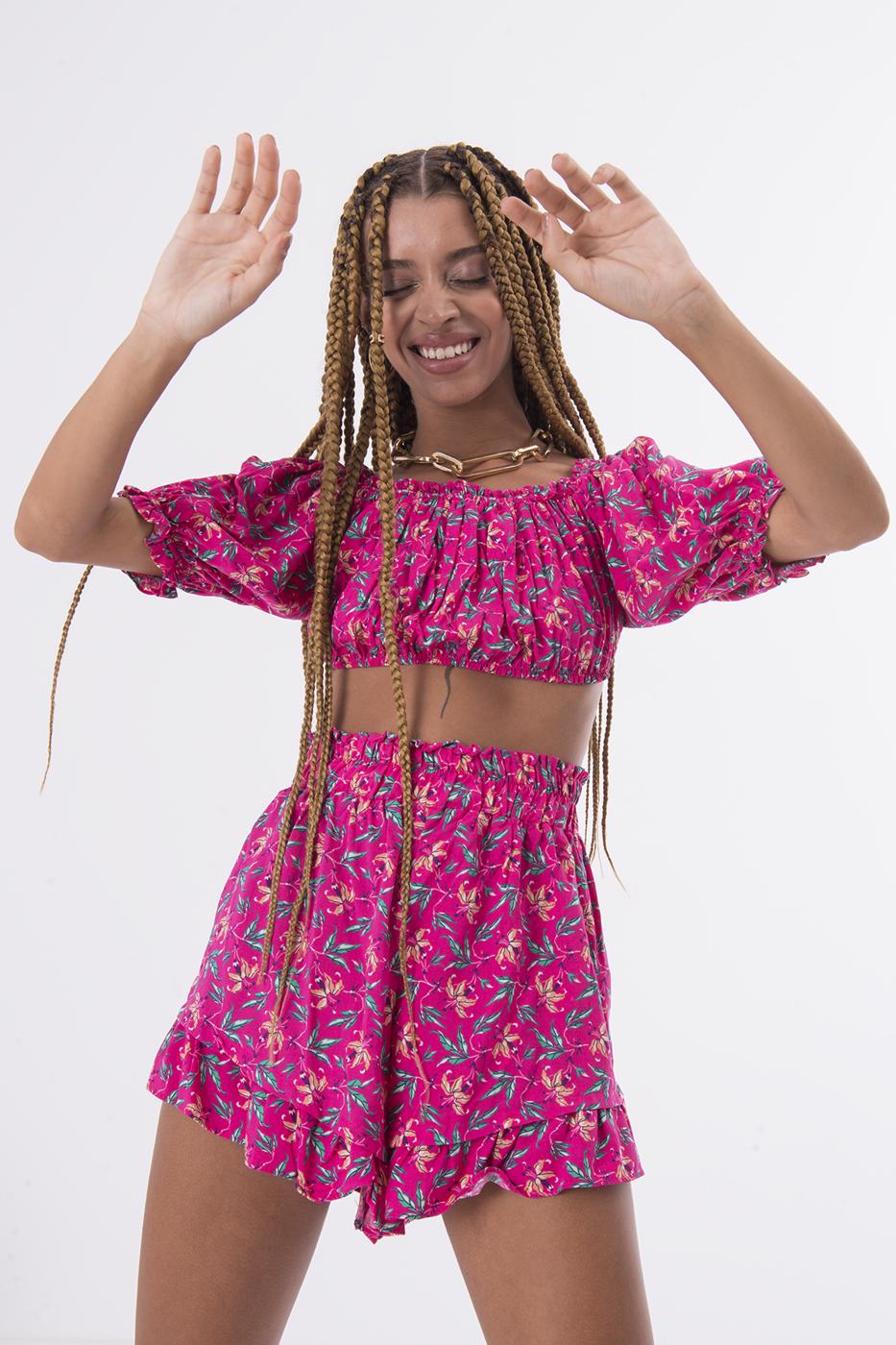 BSL Women Off The Shoulder Shirring Crop Blouse - Hamburg