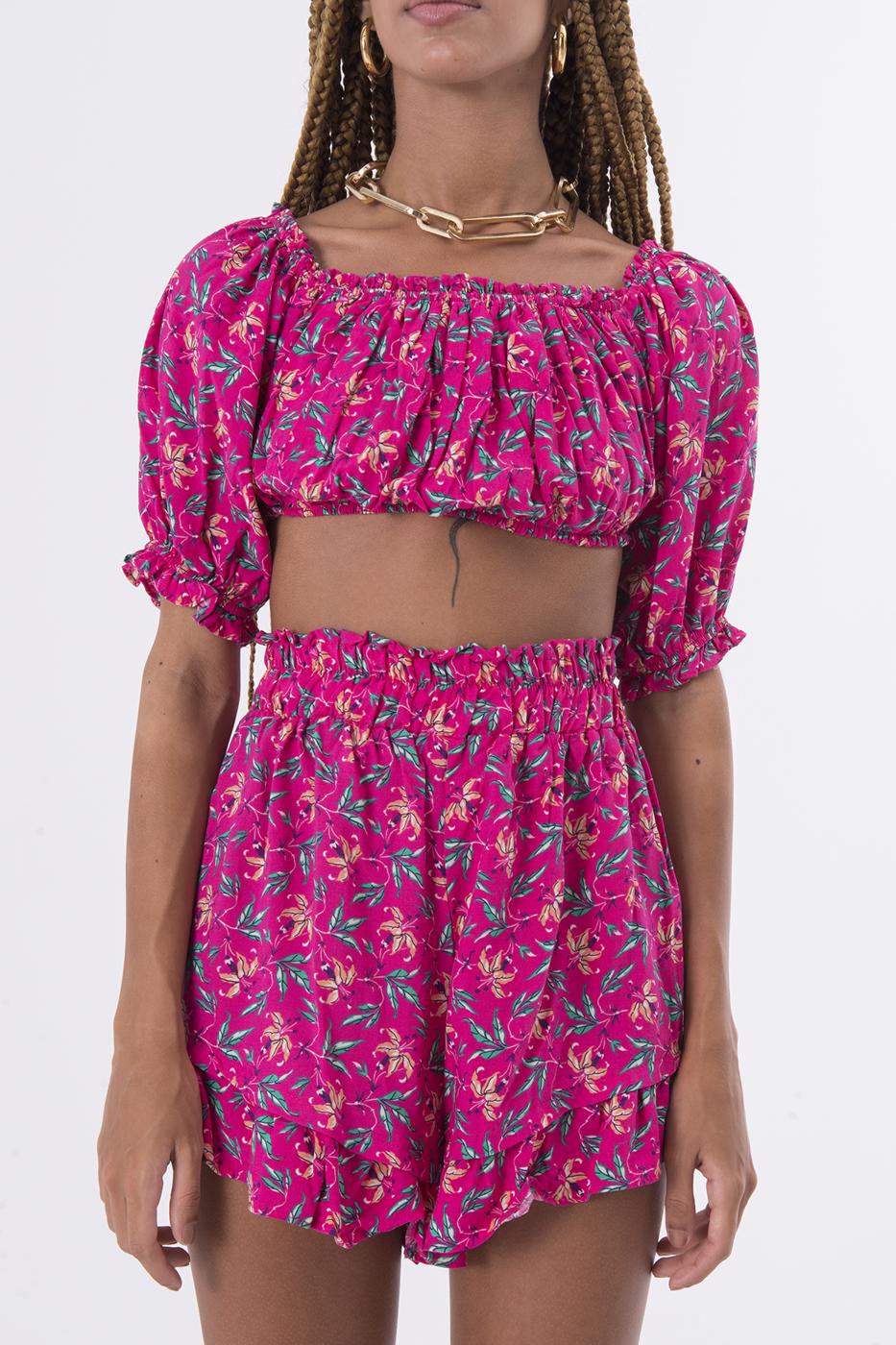 BSL Women Off The Shoulder Shirring Crop Blouse - Hamburg