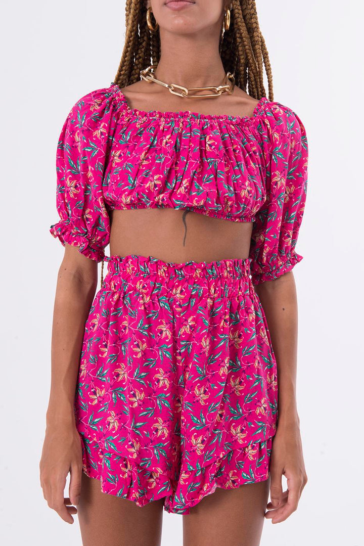 BSL Women Off The Shoulder Shirring Crop Blouse - Hamburg