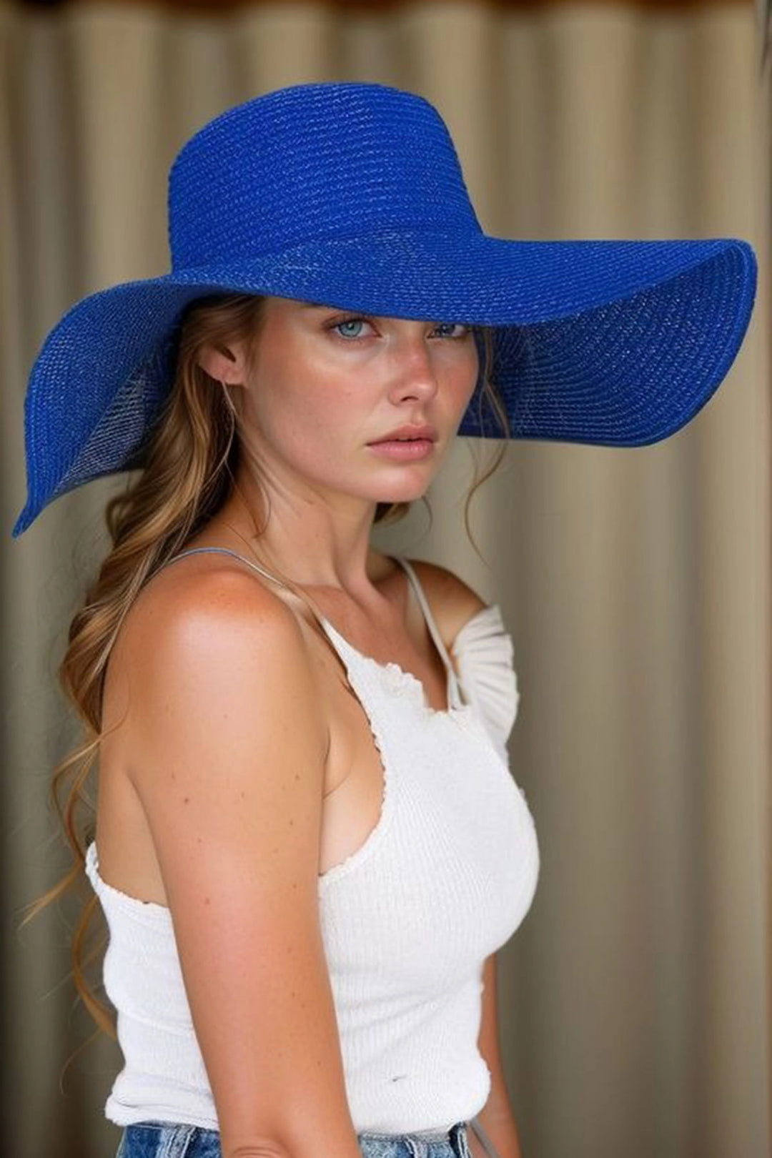 Blue Wide Straw Hat BCNSV-2514232 - Clamart