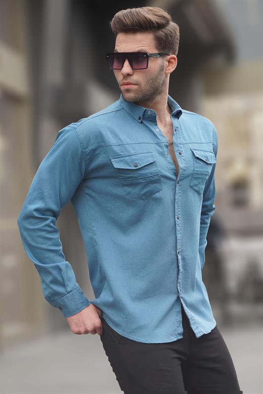 MDX Blue Comfort Fit Gabardine Men's Shirt 6810 - La Seyne-sur-Mer
