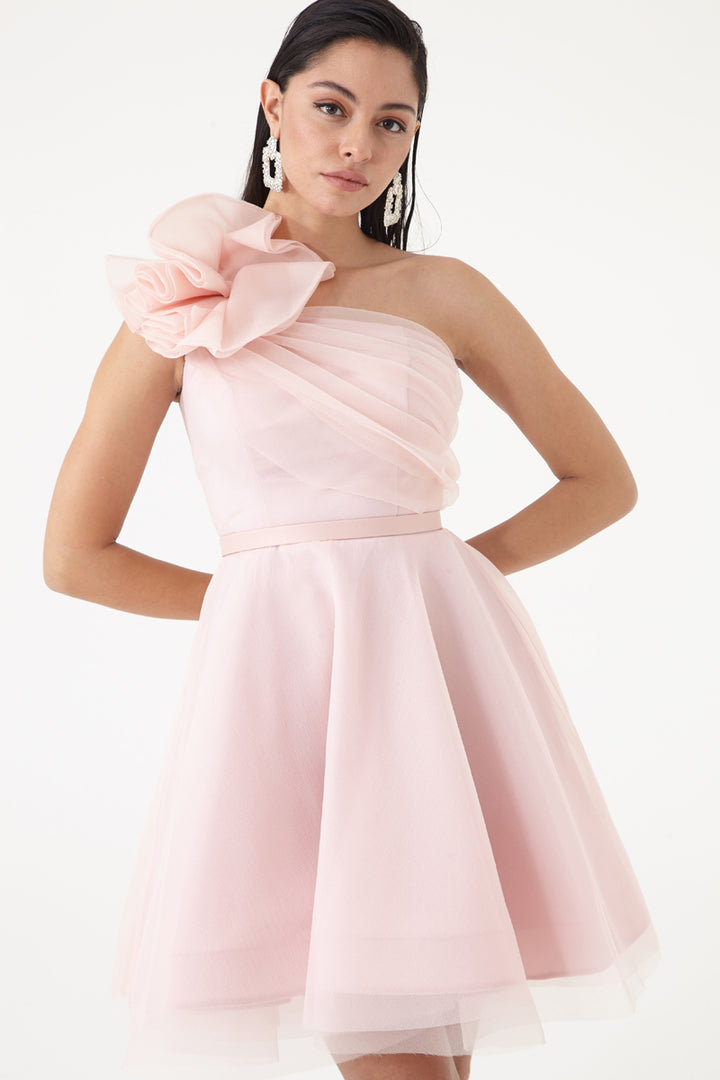 FRV Blush tulle single sleeve mini dress - Peachtree City