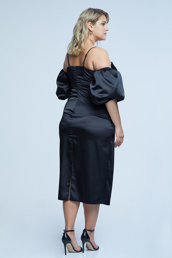 FRV Black plus size satin strapless midi dress - Simferopol
