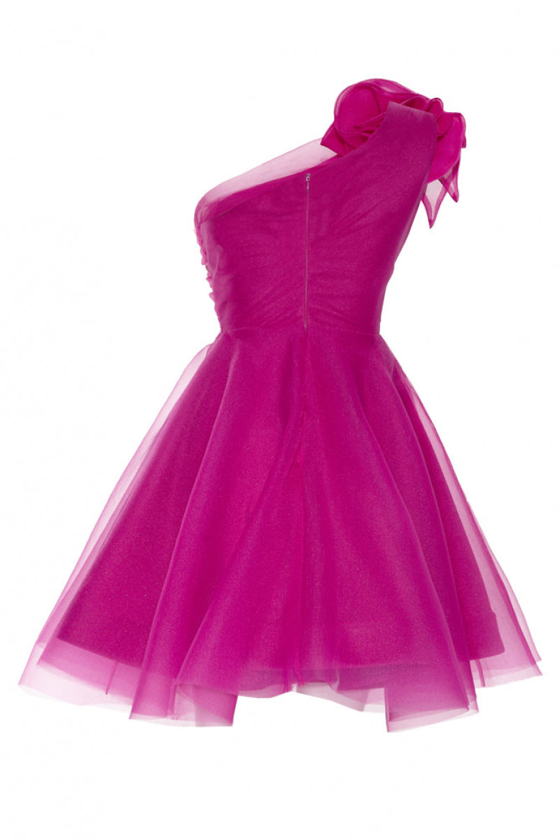 FRV Fuchsia tulle single sleeve mini dress - Oranienburg