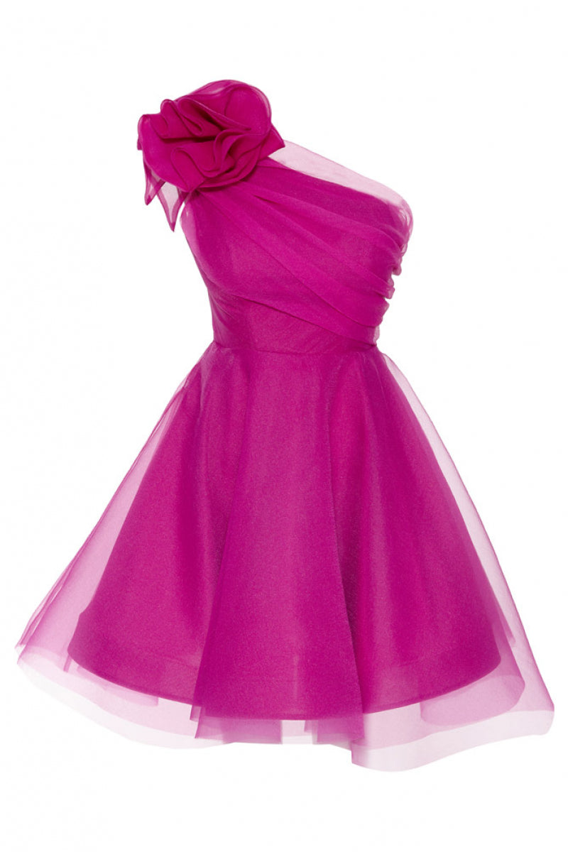 FRV Fuchsia tulle single sleeve mini dress - Oranienburg