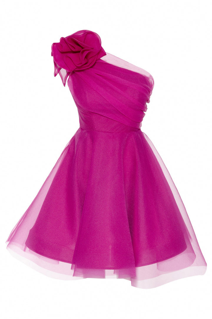 FRV Fuchsia tulle single sleeve mini dress - Oranienburg
