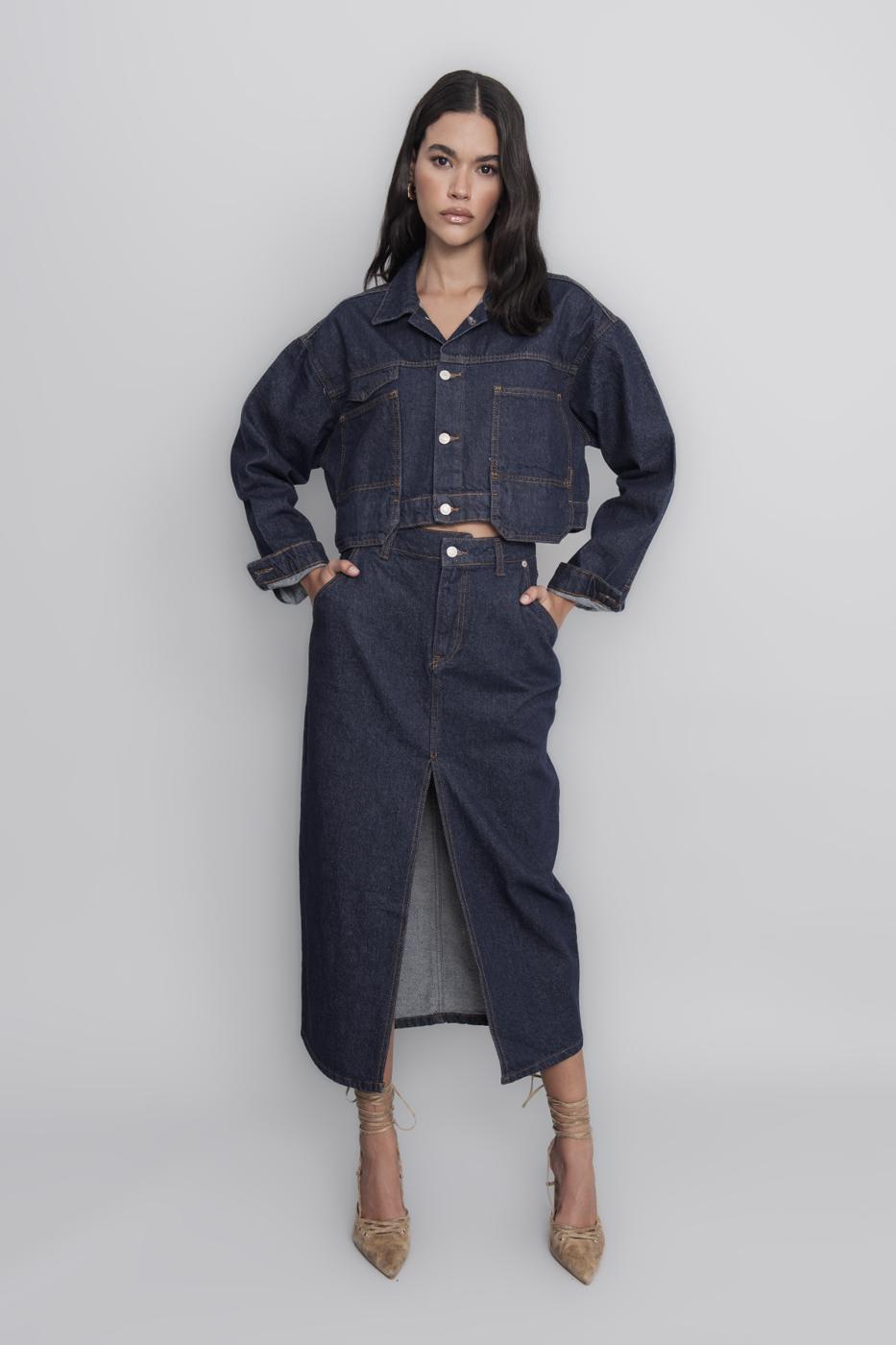 BSL Women Midi Denim Pencil Skirt - Richmond