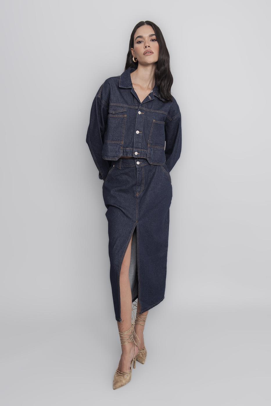 BSL Women Midi Denim Pencil Skirt - Richmond