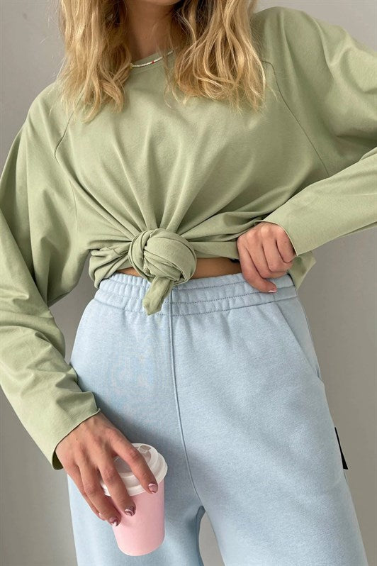 MDX Mint Green Basic Bicycle Neck Women's Sweatshirt MG1676 - Bristol