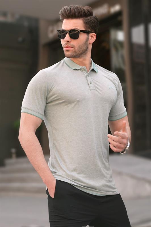 MDX Mint Green Embroidered Regular Fit Men's Polo Neck T-shirt 6108 - Mount Pleasant