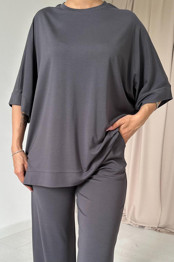 ELS Modal Blouse and Pants Set - Smoke Gray - Aachen