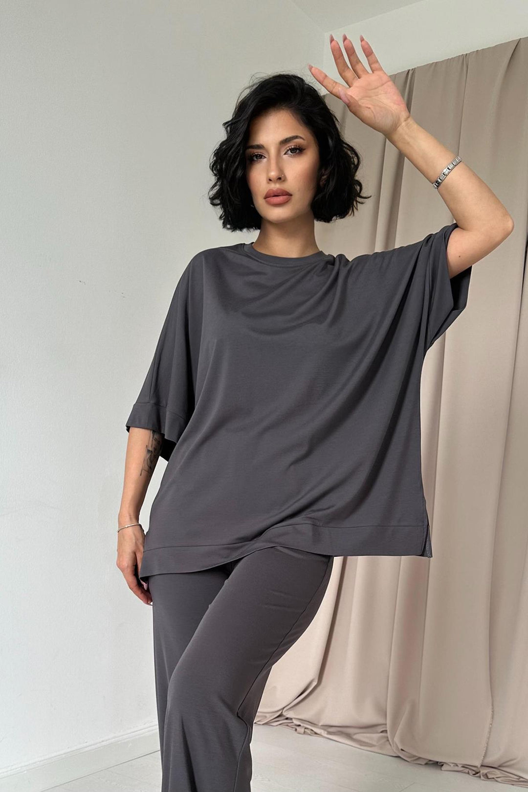 ELS Modal Blouse and Pants Set - Smoke Gray - Aachen