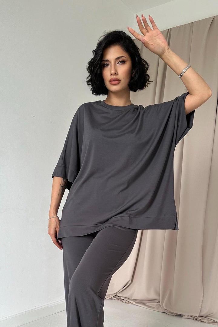 ELS Modal Blouse and Pants Set - Smoke Gray - Aachen