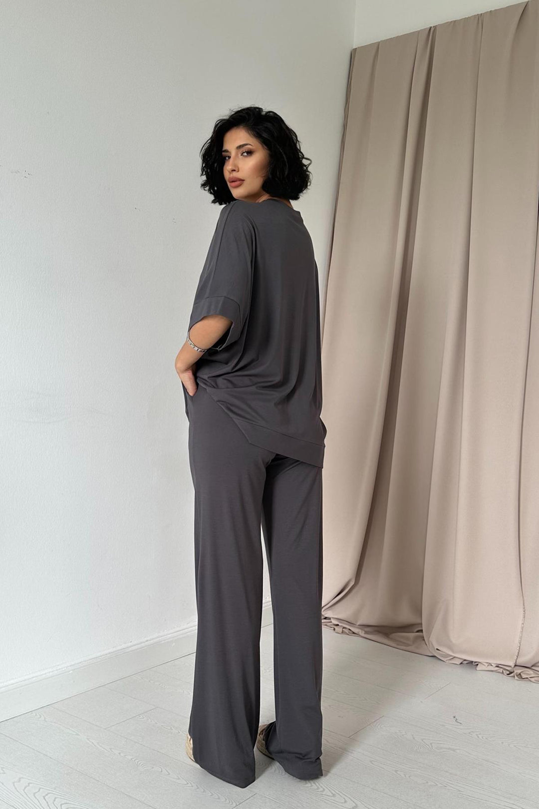 ELS Modal Blouse and Pants Set - Smoke Gray - Aachen