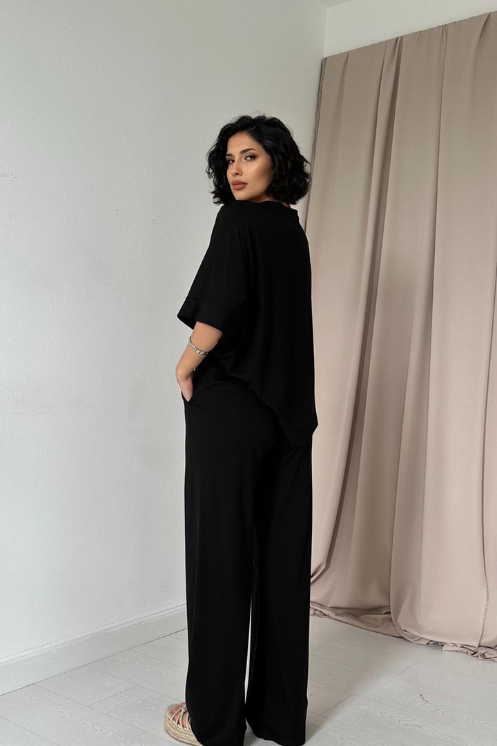 ELS Modal Blouse and Pants Set - Black - Flint