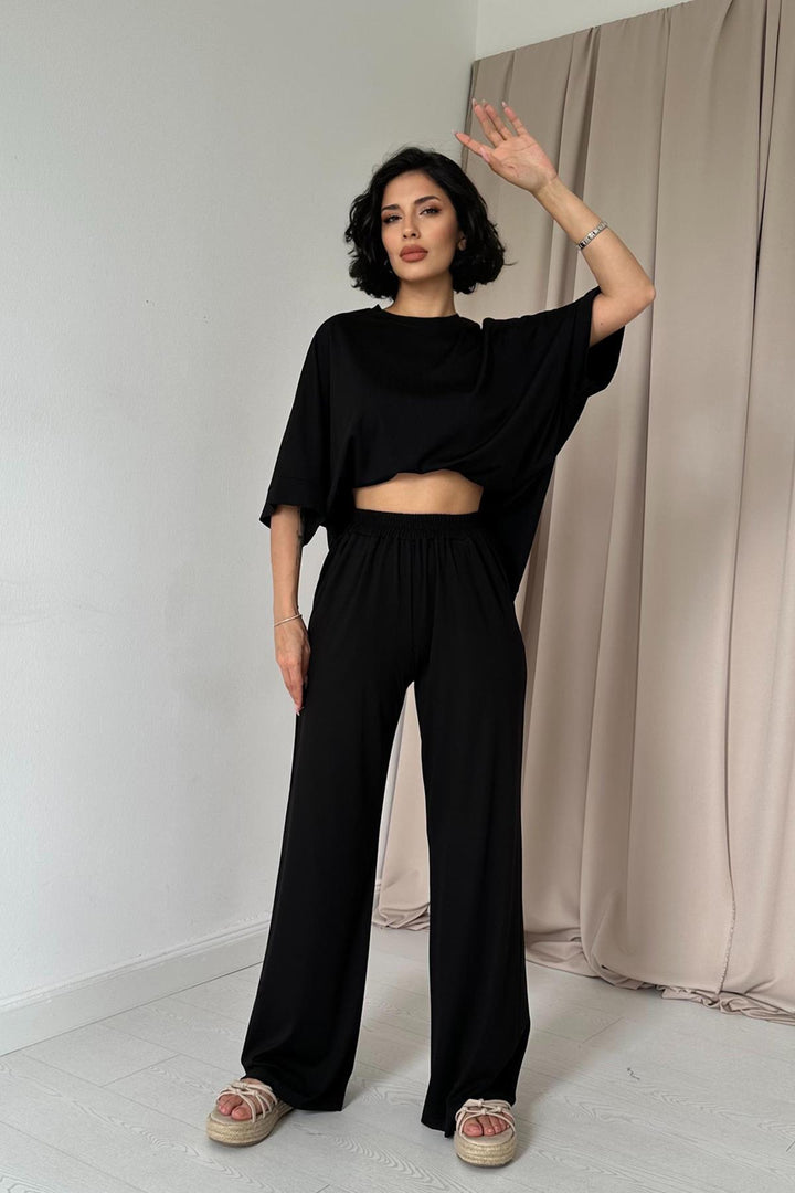 ELS Modal Blouse and Pants Set - Black - Flint