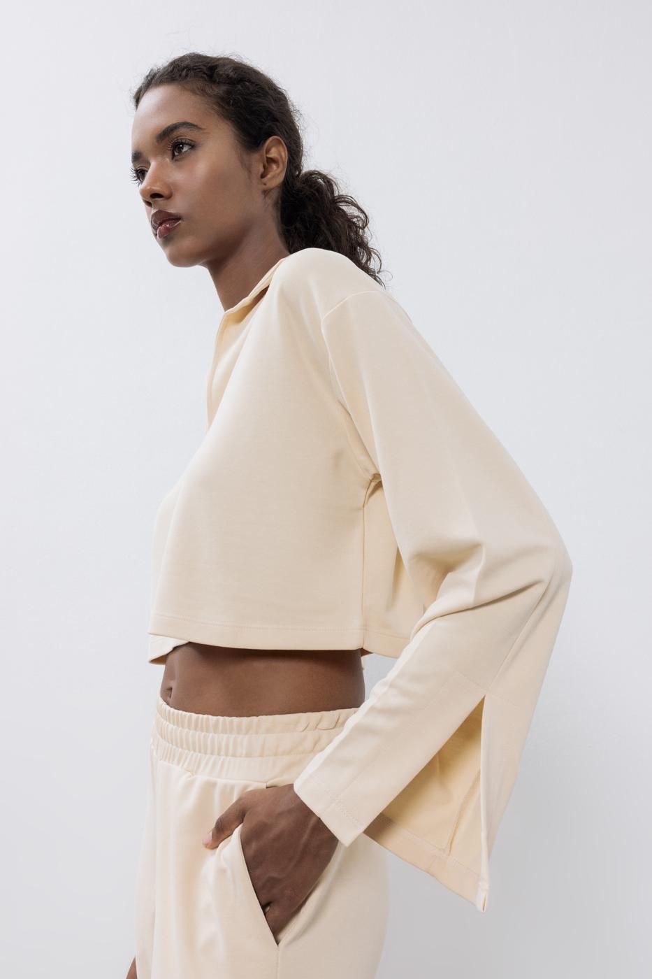 BSL Women Modal Polo Collar Crop Blouse - Norwalk