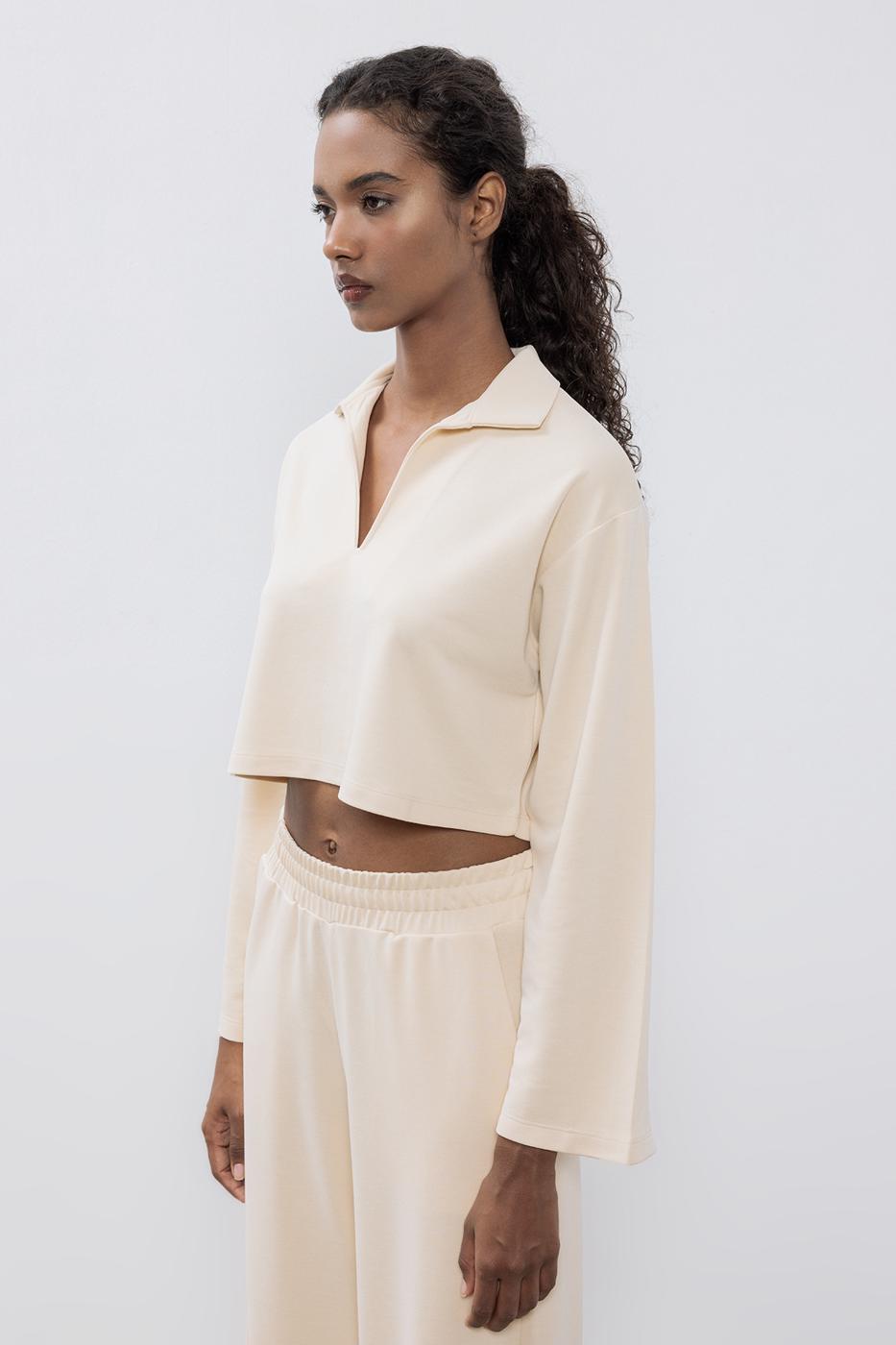 BSL Women Modal Polo Collar Crop Blouse - Norwalk