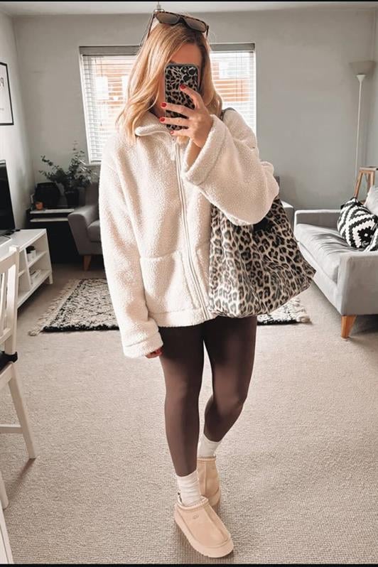 MDX Beige Pocketed Women's Plush Coat Mg2530 - Kearny