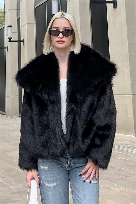 MDX Black Soft Textured Women's Fur Coat MG2204 - Pátzcuaro