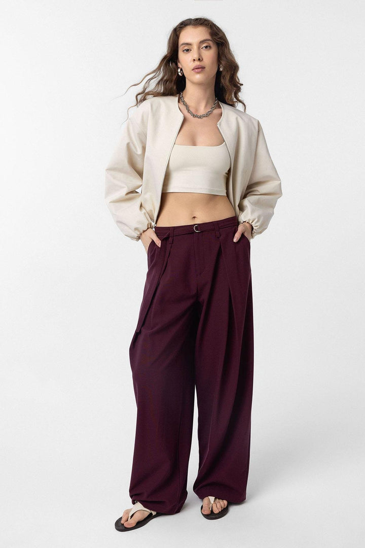 ANT Antioch Purple Belted Flared Women's Pants - Velbert
