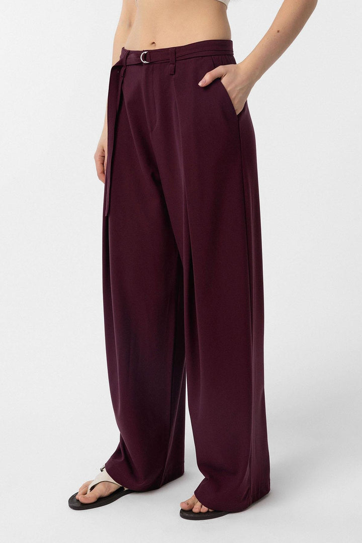 ANT Antioch Purple Belted Flared Women's Pants - Velbert