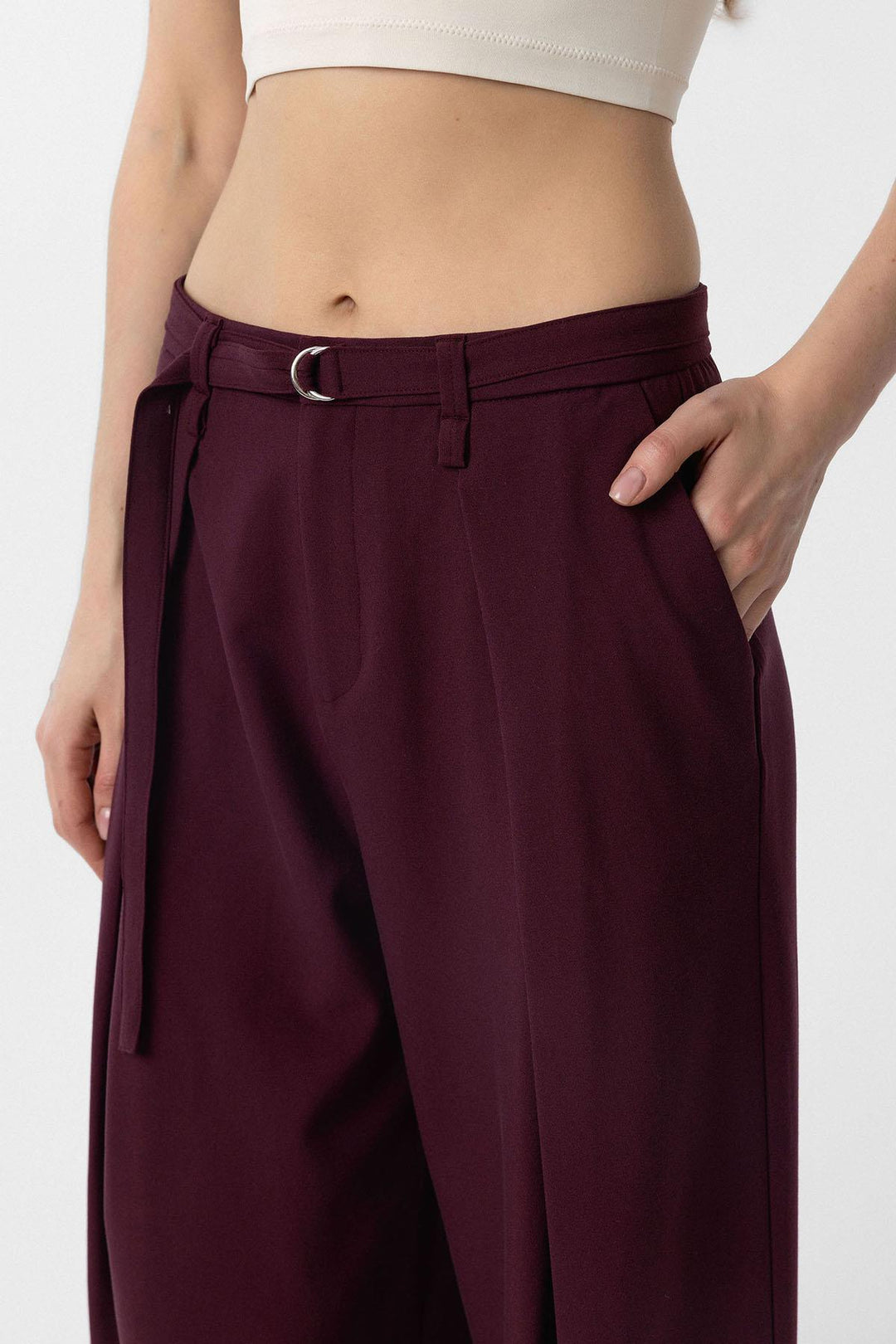 ANT Antioch Purple Belted Flared Women's Pants - Velbert