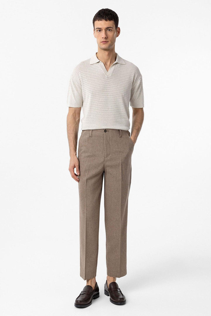 ANT Antioch Natur Polo Neck Textured Men's Knit T-Shirt - Oak Park